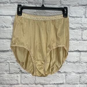 Vintage JMS Nylon Lace Trim Panties Beige Size 9 Silky Shiny Brief Sissy